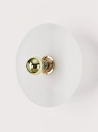 Aromas :: Lampa ścienna / kinkiet Alba alabaster / złoty metal śr. 35 cm / mocowanie 5 cm