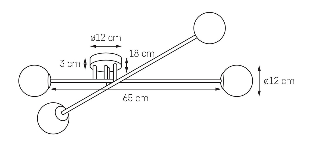 Kaspa :: Lampa sufitowa / plafon Astra 4 klosze czarna