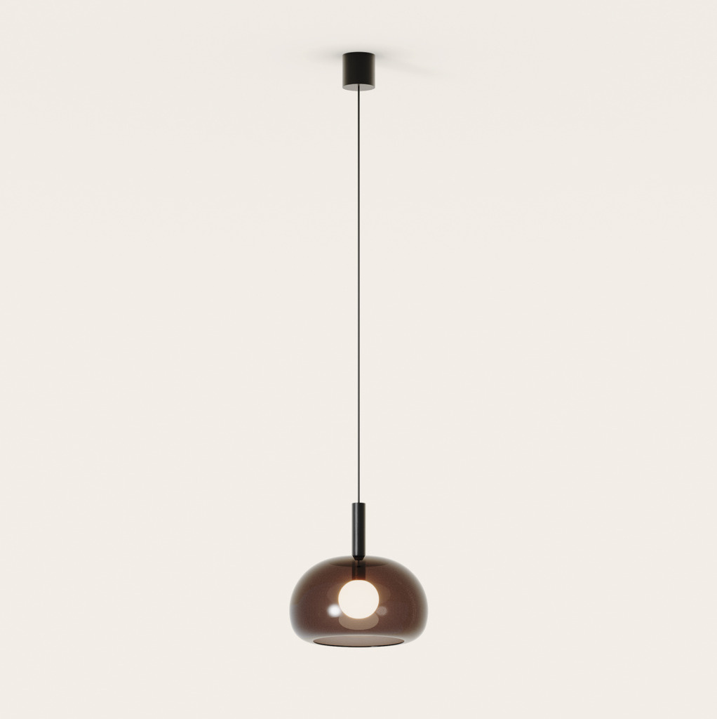 Aromas :: Lampa wisząca Cloud szer. 25 cm klosz zielonkawy brązowy / czarny metal