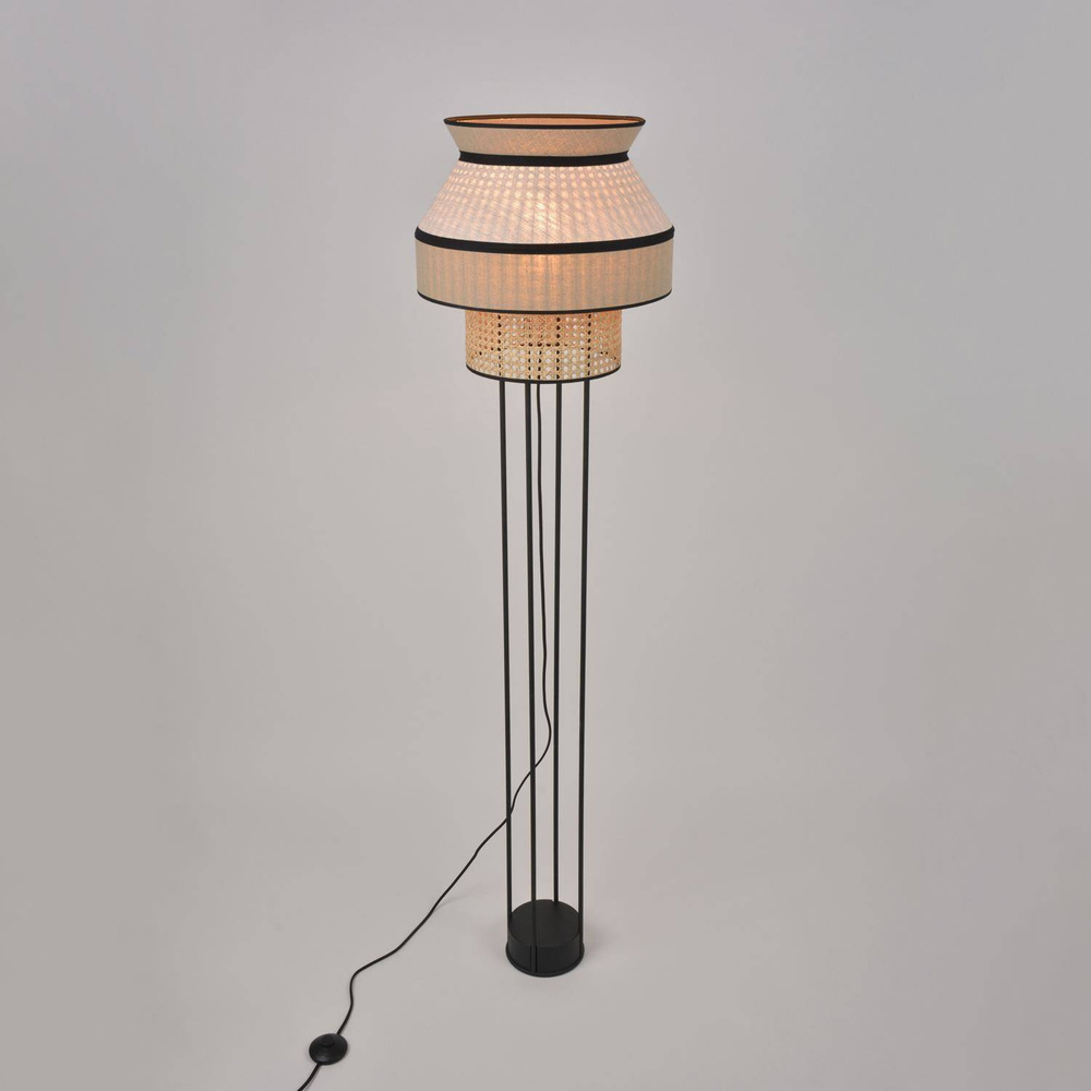 Market Set :: Lampa podłogowa Singapour wzór 2 szaro-beżowa wys. 158 cm