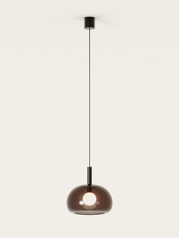 Aromas :: Lampa wisząca Cloud szer. 25 cm klosz zielonkawy brązowy / czarny metal