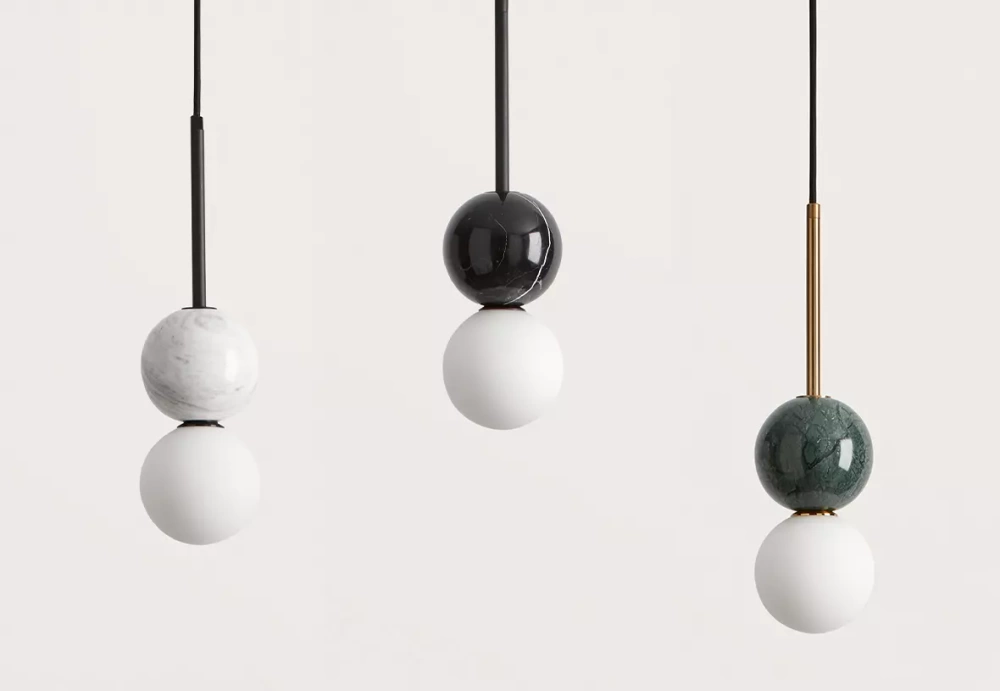 Aromas :: Lampa wisząca Dalt metal śr. 10 cm zielony marmur / złoty
