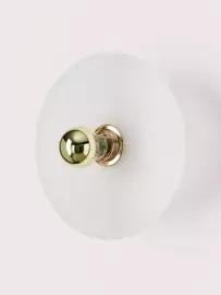 Aromas ::  Lampa ścienna / kinkiet Alba alabaster / złoty metal śr. 35 cm / mocowanie 10 cm