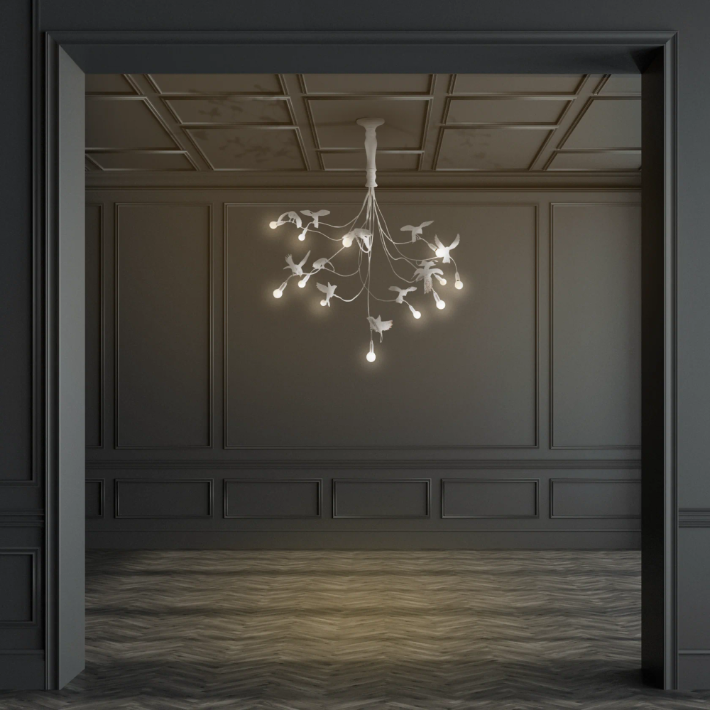 Seletti :: Lampa wisząca / żyrandol Sparrow szer. 138 cm biała