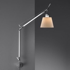 Artemide :: Lampa ścienna / kinkiet Tolomeo srebrno-beżowa klosz pergaminowy  śr. 18 cm