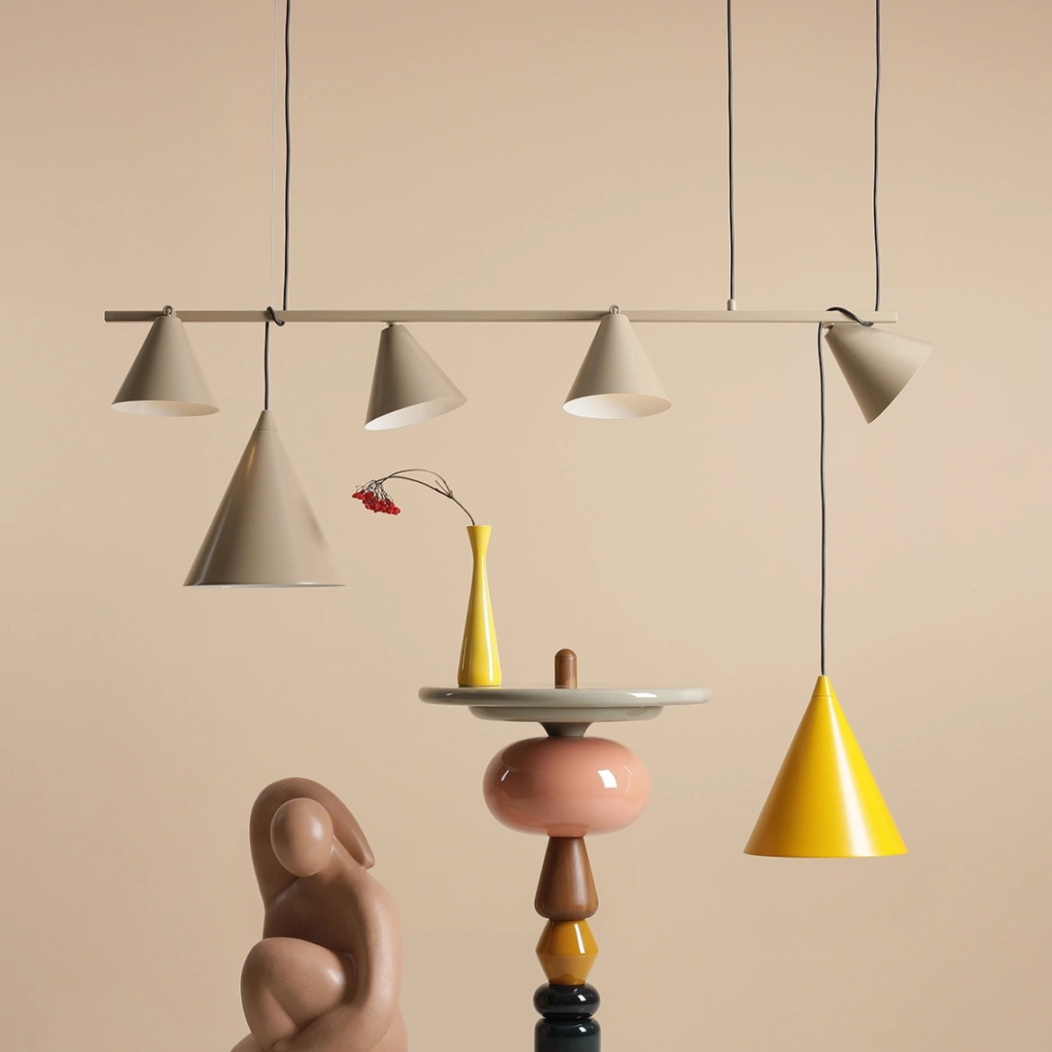 Artera::Lampa wisząca Form 4 szer. 120 cm beżowa