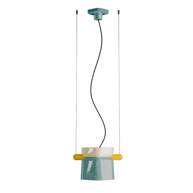Ferroluce :: Lampa wisząca Yakitori szer. 41 cm ceramiczna jasnoniebieska