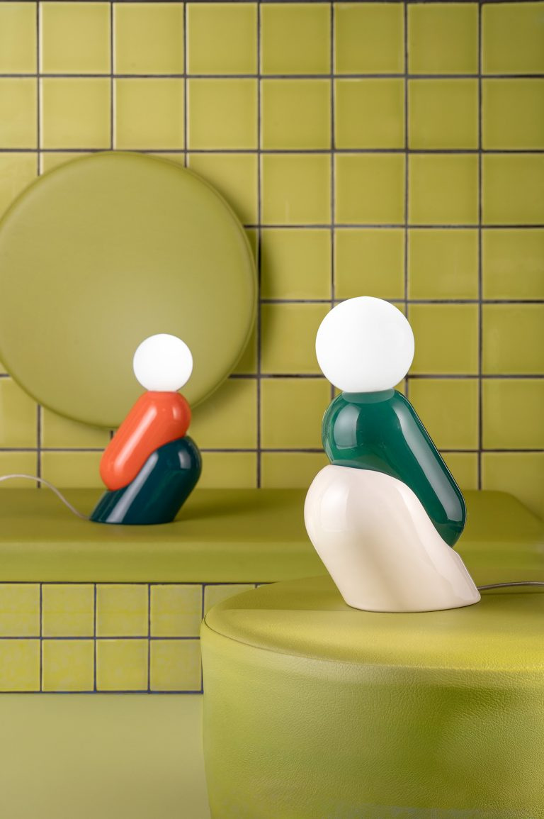 Ferroluce :: Lampa stołowa Tata wys. 22,2 cm zielono-kremowa