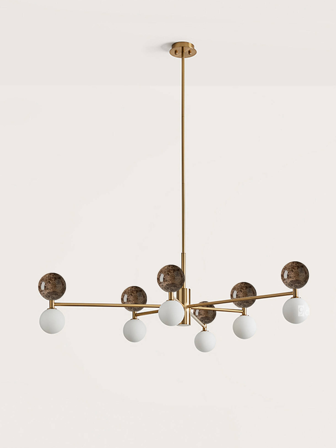  Aromas :: Lampa wisząca Dalt brązowy marmur / złoty metal śr. 120 cm