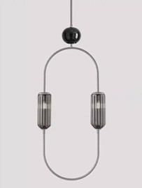 Aromas :: Lampa wisząca Clip wys. 77.5 cm niklowana/czarny marmur 