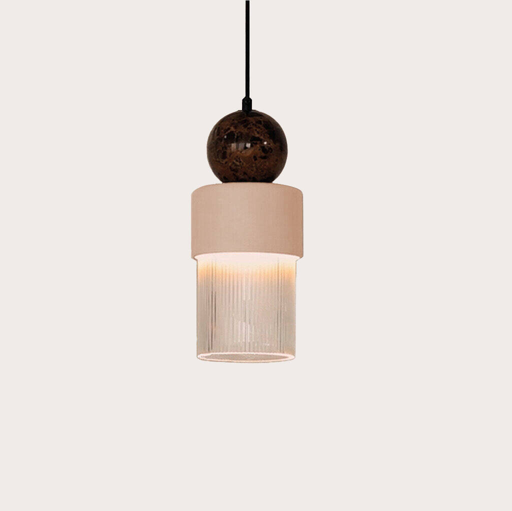 Aromas :: Lampa wisząca Glamm śr. 12 cm brązowy marmur / ceramika nude