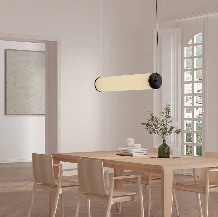 Aromas :: Lampa wisząca Nooi z lnianym kloszem szer.100 cm pozioma