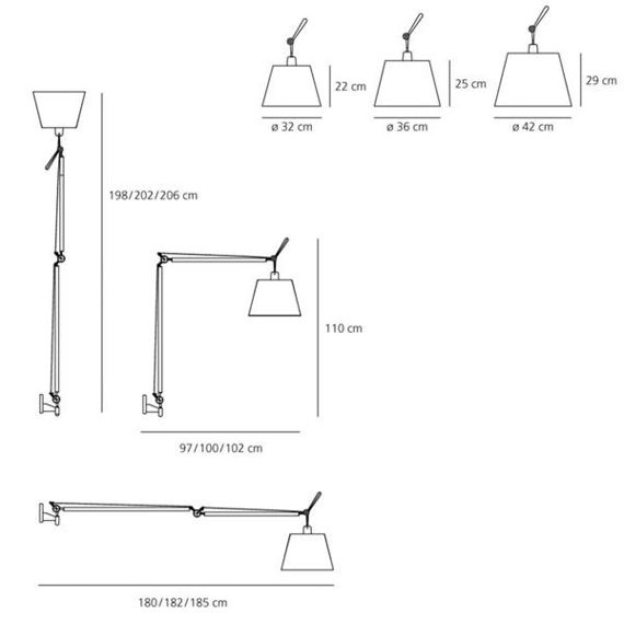 Artemide :: Lampa ścienna / kinkiet Tolomeo Mega z włącznikiem on-off czarna śr. 32 cm