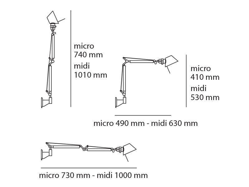 Artemide :: Lampa ścienna / kinkiet Tolomeo Micro czarny szer. 49 cm