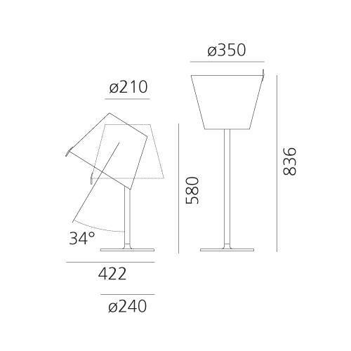 Artemide :: Lampa stołowa Melampo szara wys. 58 cm