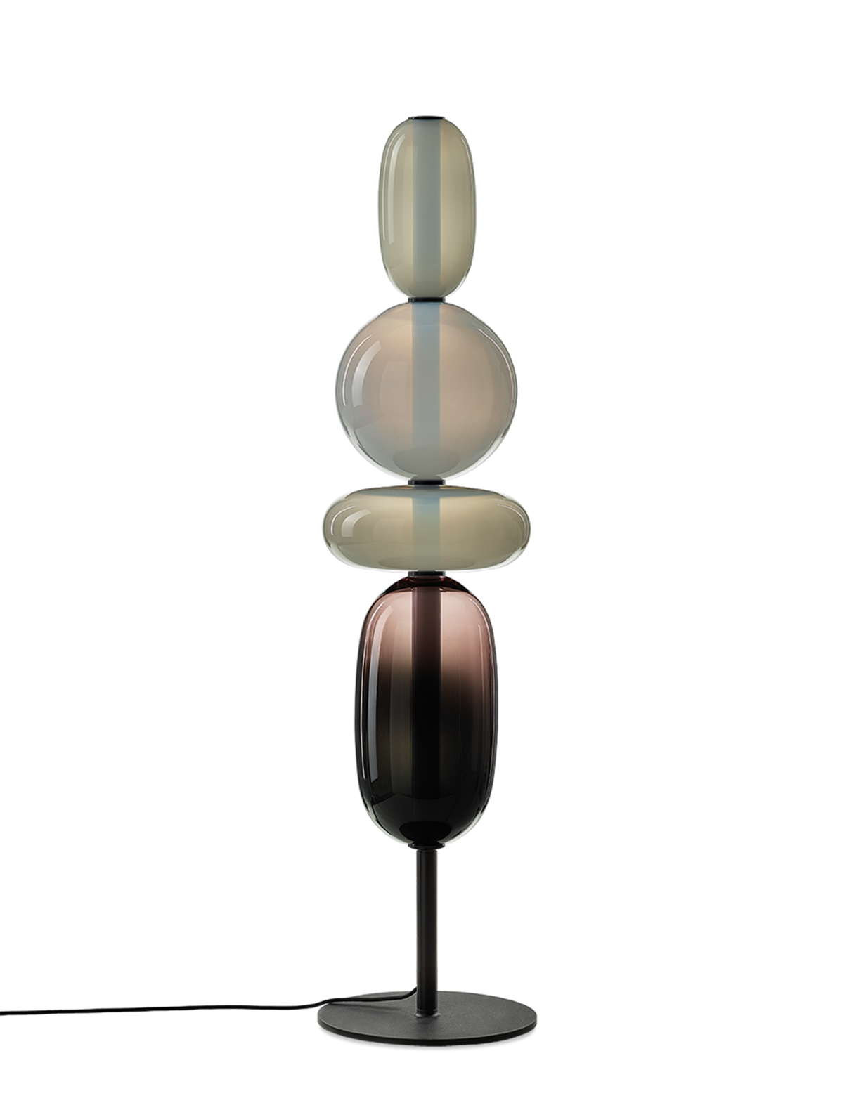 Bomma :: Lampa podłogowa Pebbles transparentno-czarna wys. 132,6 cm