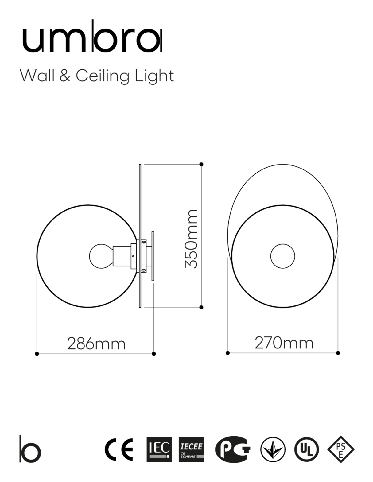 Bomma :: Lampa ścienna / kinkiet Umbra transparentna śr. 35 cm