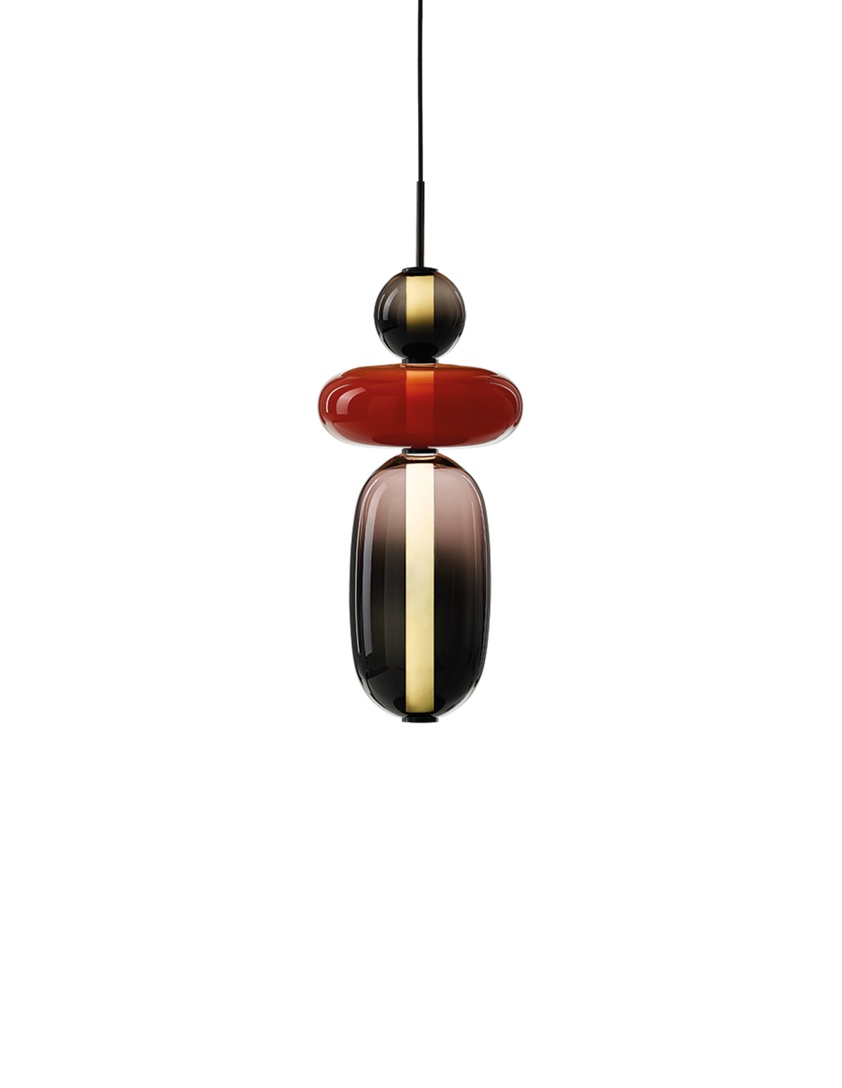 Bomma :: Lampa wisząca Pebbles czarno-czerwona wys. 79 cm