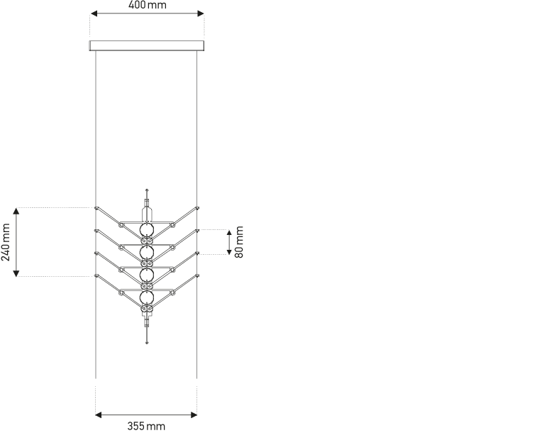 DCW:: Lampa modułowa VVV 12 modułów złota szer. 40 cm