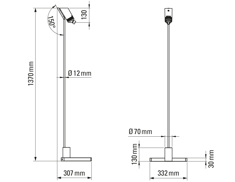 DCW:: Lampa podłogowa Vision 20/20 czarna wys. 137 cm