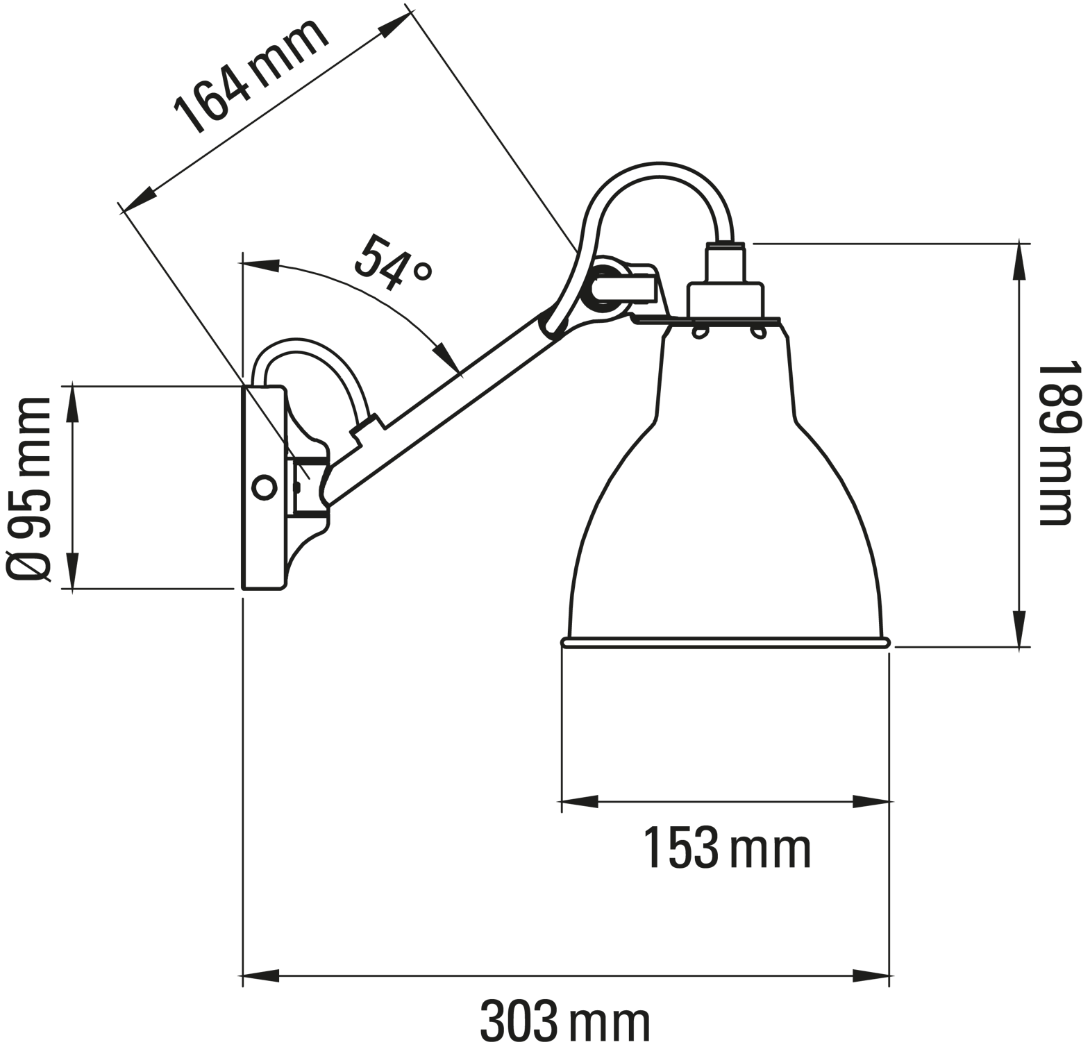 DCW:: Lampa ścienna / kinkiet Lampe Gras N°104 & N°104 SW czarny śr. 15,3 cm