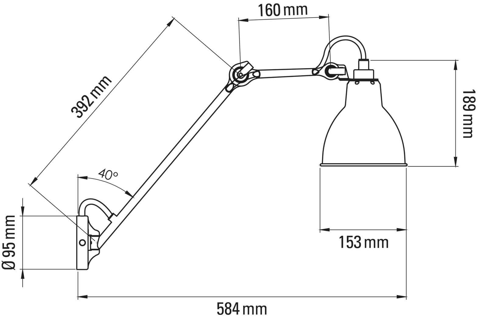 DCW:: Lampa ścienna / kinkiet Lampe Gras N°122 & N°122 SW czarny śr. 15,3 cm