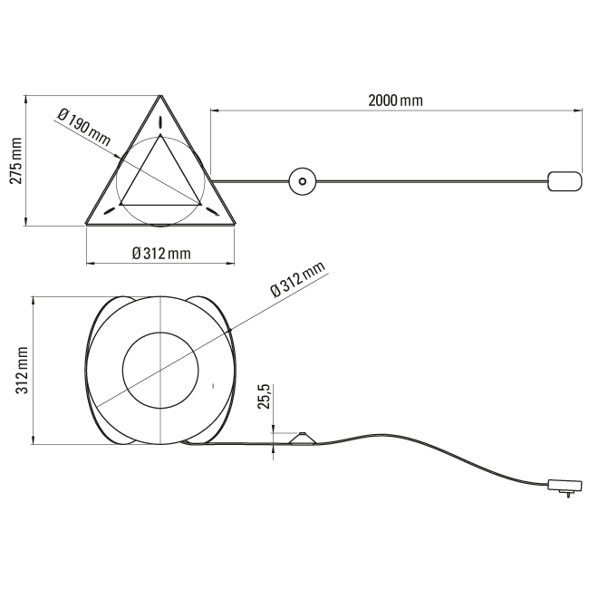 DCW:: Lampa stołowa Armen czarna wys. 31,2 cm