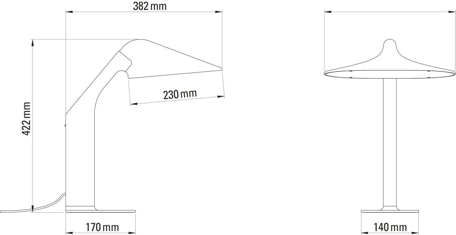 DCW:: Lampa stołowa Niwaki czarna wys. 42,2 cm