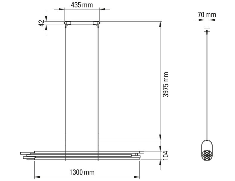 DCW:: Lampa wisząca NL12 biało-czarna szer. 130 cm