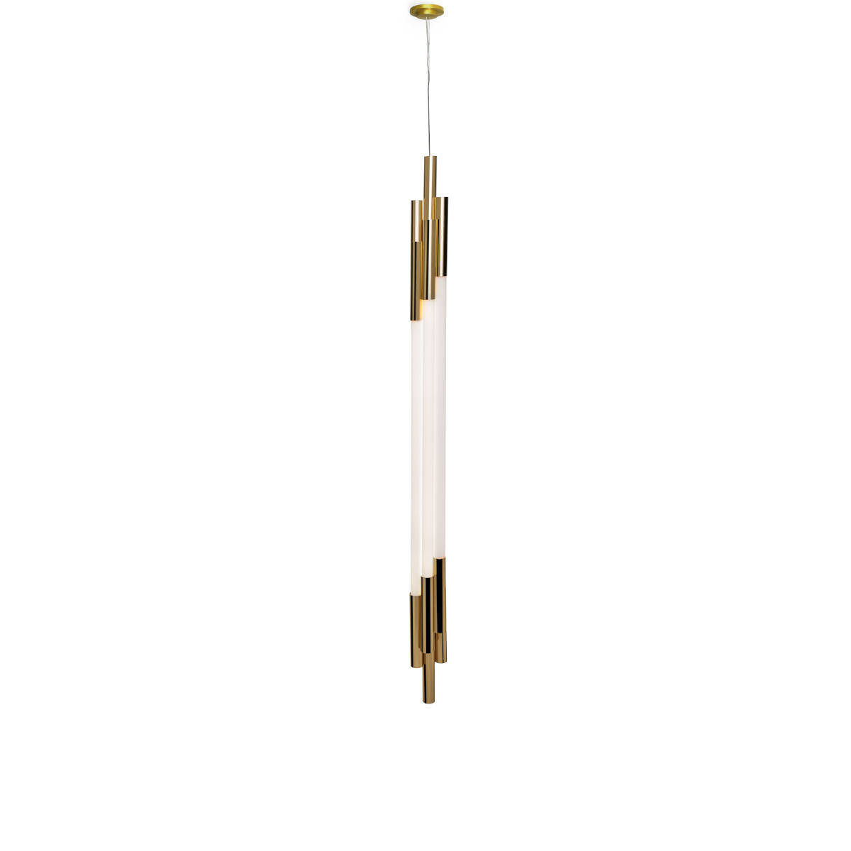 DCW:: Lampa wisząca Org Vertical złoto-biała wys. 130 cm