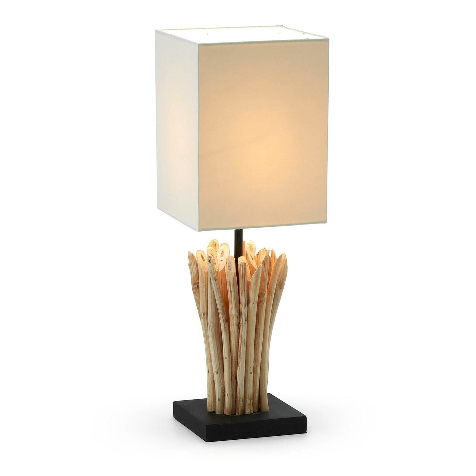 Drewniana lampa stołowa Poob beżowa