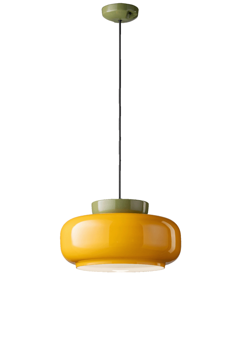 Ferroluce :: Lampa wisząca Maracana śr. 37 cm ceramiczna żółto-zielona 