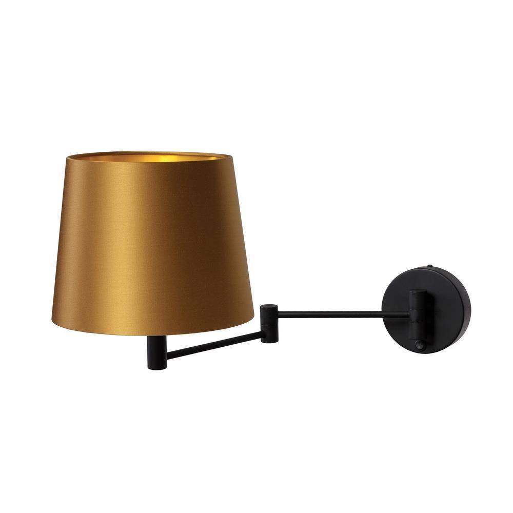 Kaspa :: Lampa ścienna / kinkiet Move czarny / stare złoto wys. 28 cm