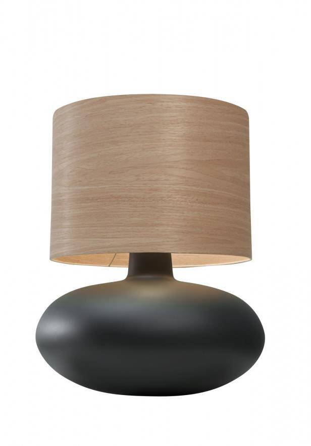 Kaspa :: Lampa stołowa Sawa Wood grafitowo-dębowa wys. 44 cm