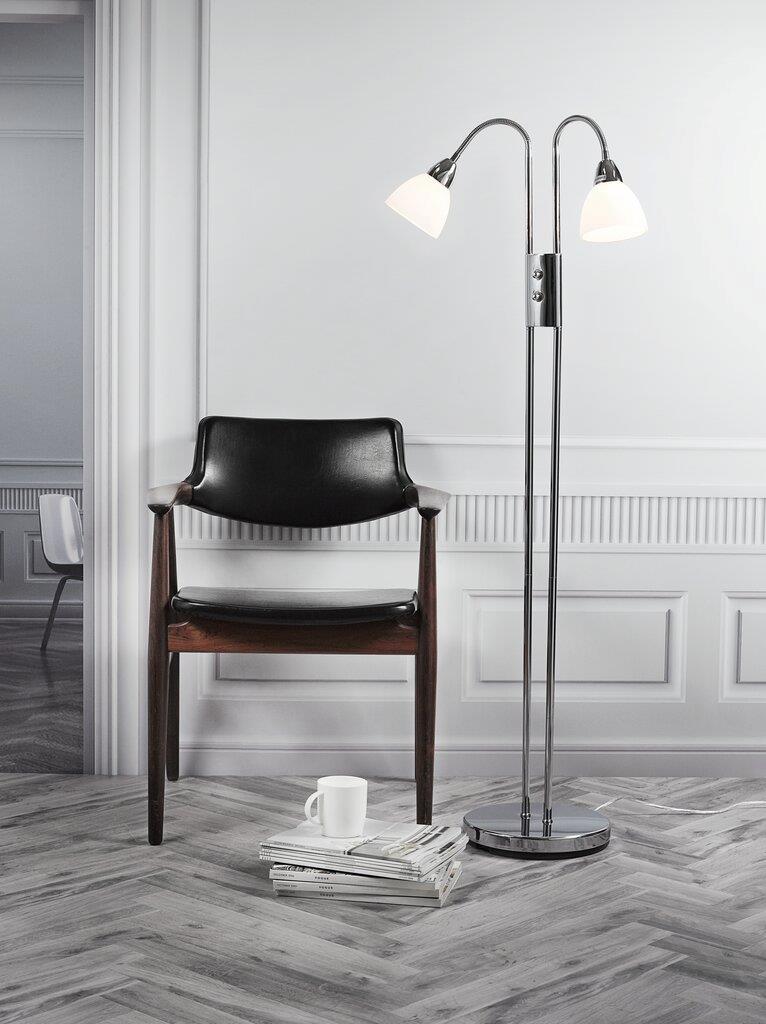 Nordlux :: Lampa podłogowa Ray srebrno-biała ze ściemniaczem wys.164 cm
