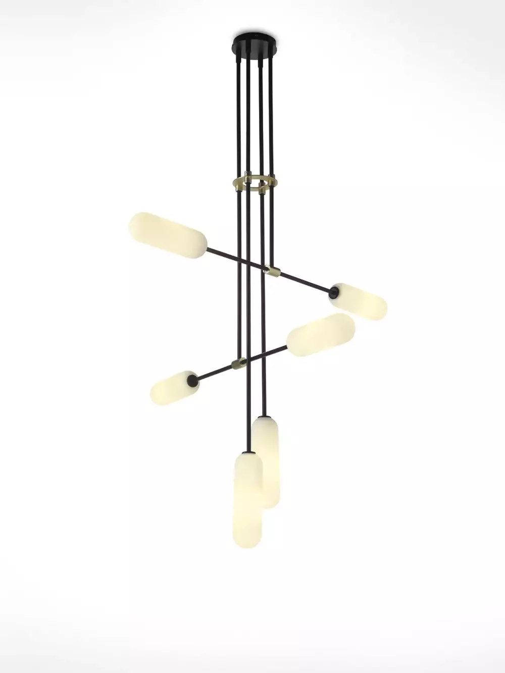 Aromas :: Lampa wisząca Atil czarno-biała złote detale szer. 127,5 cm