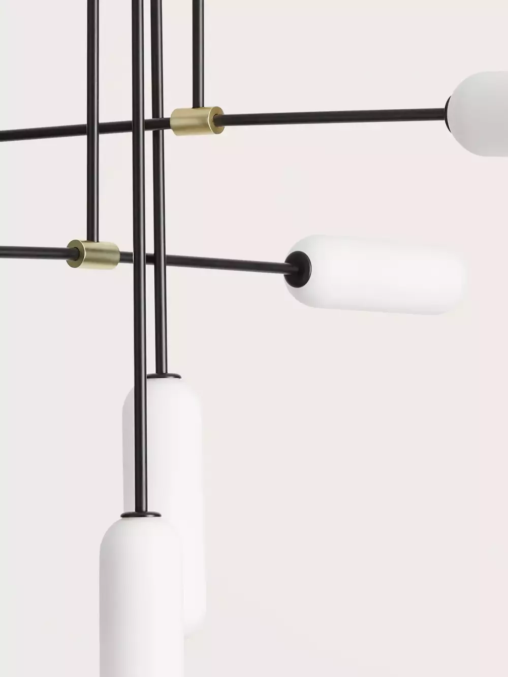 Aromas :: Lampa wisząca Atil czarno-biała złote detale szer. 127,5 cm