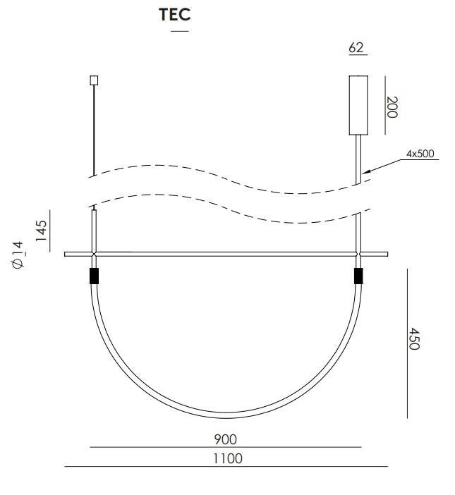 Aromas :: Lampa wisząca Cram pojedyncza szer. 110 cm złoty