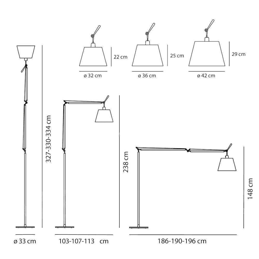 Artemide :: Lampa podłogowa Tolomeo Mega z włącznikiem on/off srebrno-beżowa śr. 42 cm