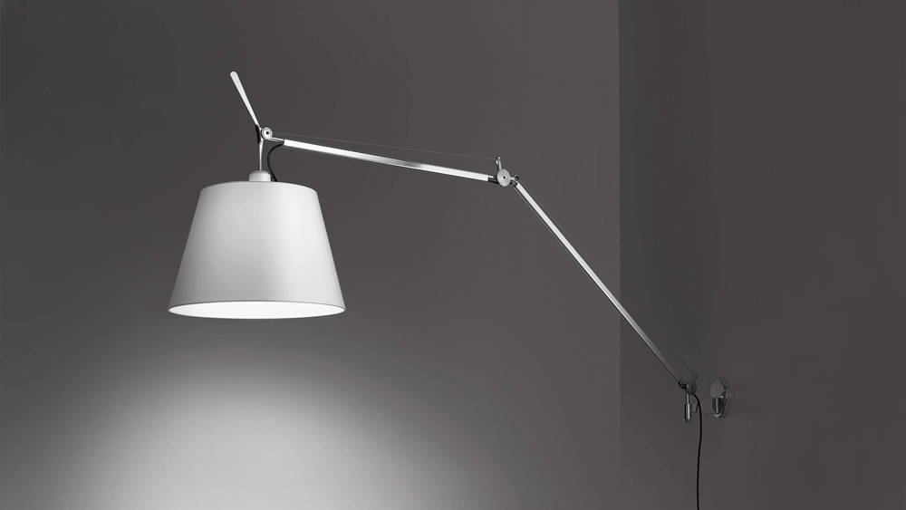 Artemide :: Lampa ścienna / kinkiet Tolomeo Mega z włącznikiem on-off srebrna śr. 42 cm