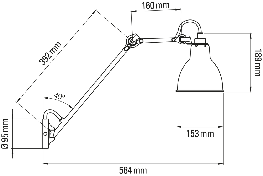 DCW:: Lampa ścienna / kinkiet Lampe Gras N°122 & N°122 SW czarny śr. 15,3 cm