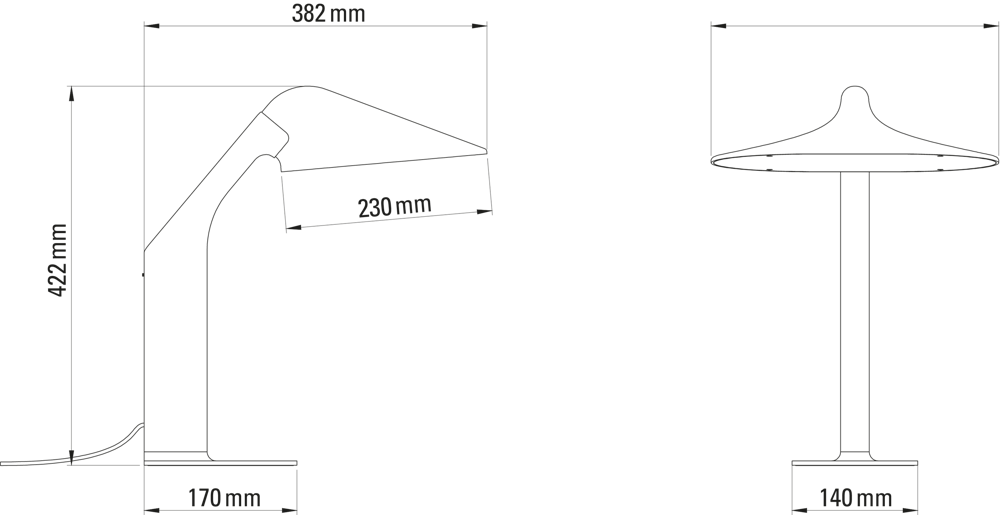 DCW:: Lampa stołowa Niwaki czarna wys. 42,2 cm