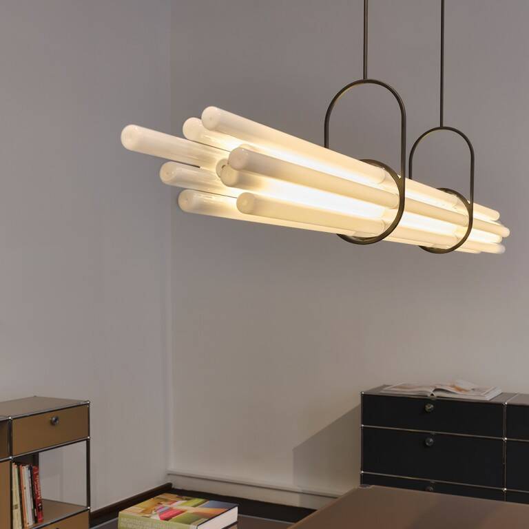 DCW:: Lampa wisząca NL12 biało-czarna szer. 130 cm