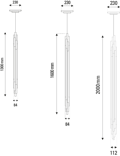 DCW:: Lampa wisząca Org Vertical złoto-biała wys. 130 cm