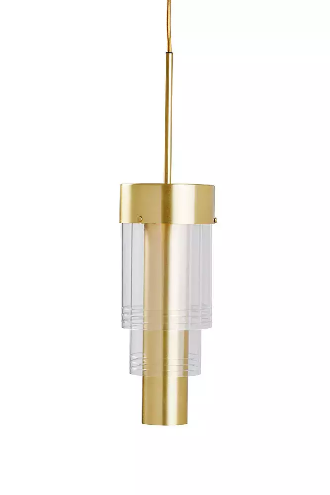 EBB & FLOW :: Lampa wisząca A-spire Golden smoke złoto-transparentna wys. klosza 56 cm