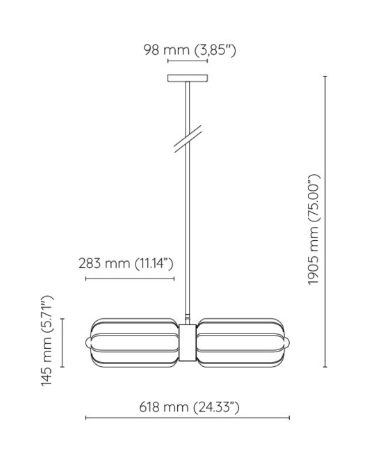 Embassy Interiors:: Lampa wisząca o geometrycznym kształcie Art Déco wys.190.5 cm  mleczne szkło 