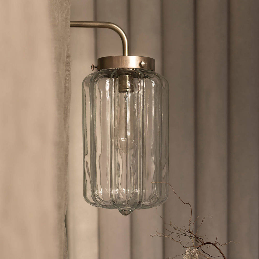 Embassy Interiors :: Szklana lampa ścienna / kinkiet Deco transparentny z płaskim mocowaniem wys. 42 cm