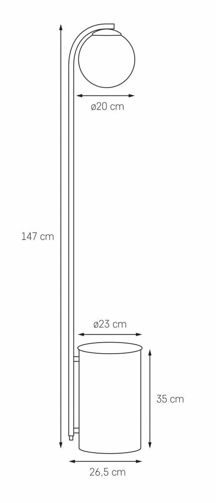 Kaspa :: Lampa podłogowa  Botanica Deco XL Wood czarna  wys. 147 cm