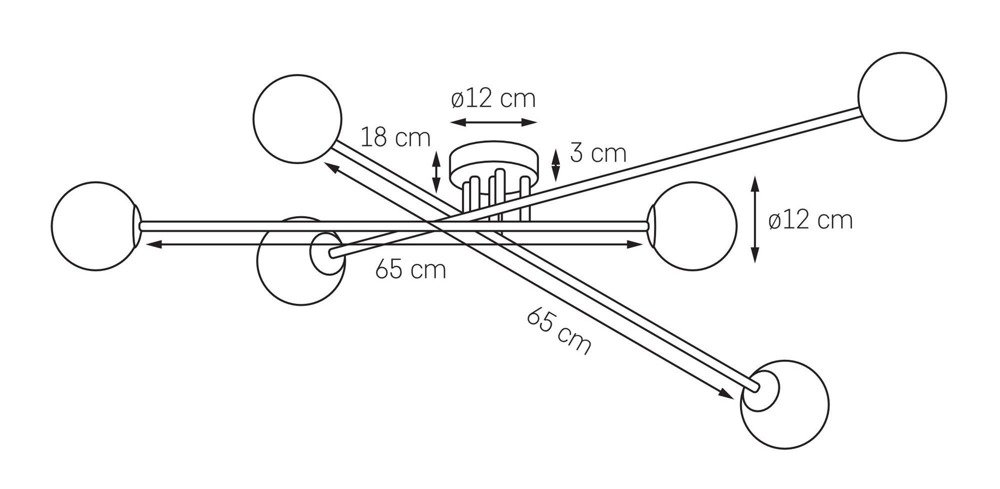 Kaspa :: Lampa przysufitowa Astra 6 kloszy złota