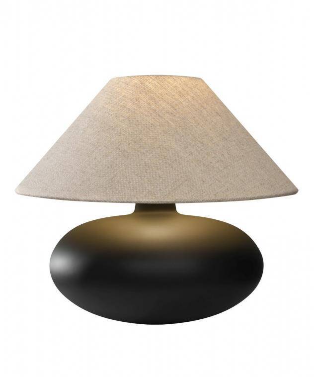 Kaspa :: Lampa stołowa Sawa Natur grafitowa abażur gruby splot wys. 41 cm